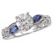 Sapphire and Diamond Semi-Mount Ring