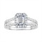 Emerald Cut Split Shank Halo Diamond Engagement Ring