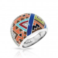 Sedona Collection In Sterling Silver Org_Brw/En/White /Cz Ring