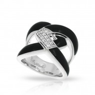 Amazon Collection In Sterling Silver Blk/En/White /Cz Ring