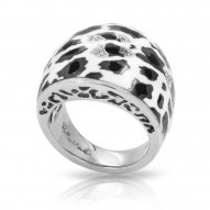 Leopard Collection In Sterling Silver White /Blk_White /Cz Ring