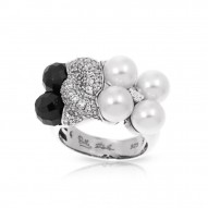 Prestige Collection In Sterling Silver Wht/ Pearl/Onyx/Wht/Cz Ring