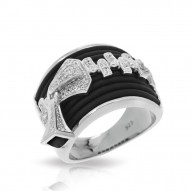Roxie Collection In Sterling Silver Blk/Ru/White /Cz Ring