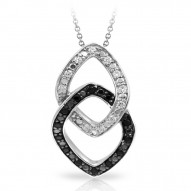 Duet Collection In Sterling Silver Whtblk/Cz Pendant