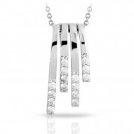 Fontaine Collection In Sterling Silver Cz.White Pendant