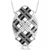 Tartan Collection In Sterling Silver White /Gray/Blken/Cz Pendant