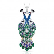 Love In Plume Collection In Sterling Silver Tur/Blueen/Cz.Black Pendant