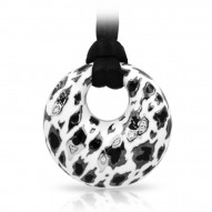 Leopard Collection In Sterling Silver White /Blk_White /Cz Pendant