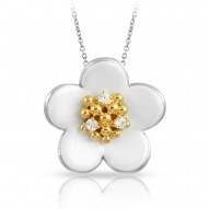 Daisy Collection In Chain Sterling Silver Rosegold_White En Pendant