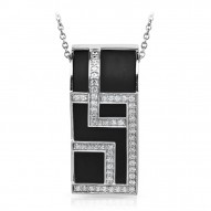 Piazza Collection In Sterling Silver Blkrub/Cz.White Pendant