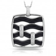Riviera Collection In Sterling Silver Blk/En/White /Cz Pendant