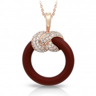 Ariadne Collection In Sterling Silver Rub.Brn/Rosegold/Cz.White Pendant