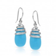 Eden Collection In Sterling Silver /Syn. Turquoise/Cz.White Earring