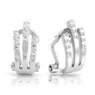 Fontaine Collection In Sterling Silver Cz.White Earring