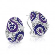 Koyari Collection In Sterling Silver Purple &Blue/En/White /Cz Earring