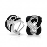 Amazon Collection In Sterling Silver Blk/En/White /Cz Earring