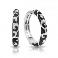 Royale Collection In Hoops Sterling Silver Ena.Blk/Cz.White Earring