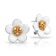 Daisy Collection In Chain Sterling Silver Rosegold_White En Earring