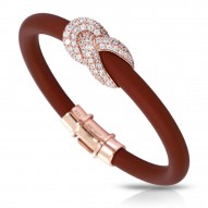 Ariadne Collection In Sterling Silver Rub.Brn/Rosegold/Cz.White Bracelet