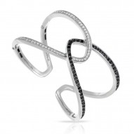 Duet Collection In Sterling Silver Whtblk/Cz Bangle