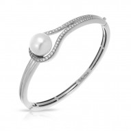 Claire Collection In Sterling Silver Wht/Pearl/Wht/Cz Bangle
