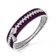 Roxie Collection In Sterling Silver Plum/Ru/White /Cz Bangle