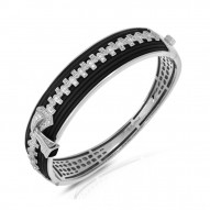 Roxie Collection In Sterling Silver Blk/Ru/White /Cz Bangle