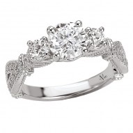 3-Stone Semi-Mount Diamond Ring