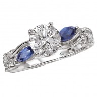 Sapphire and Diamond Semi-Mount Ring