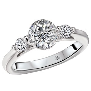 3-Stone Semi-Mount Diamond Ring