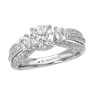 3-Stone Semi-Mount Diamond Ring