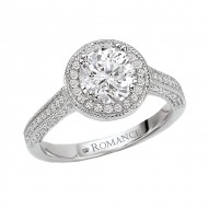 Round Halo Semi-Mount Diamond Ring