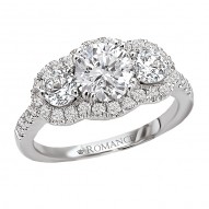 3 Stone Semi-Mount Diamond Ring