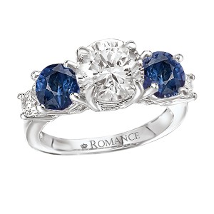 Sapphire and Diamond Semi-Mount Ring