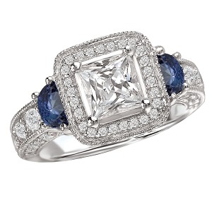 Sapphire and Diamond Semi-Mount Ring