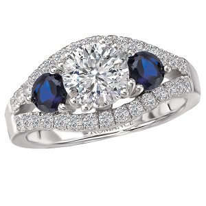 Sapphire and Diamond Semi-Mount Ring