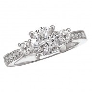3 Stone Semi-Mount Diamond Ring