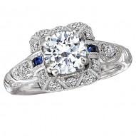 Sapphire and Diamond Semi-Mount Ring