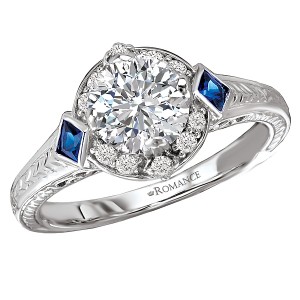 Sapphire and Diamond Semi-Mount Ring