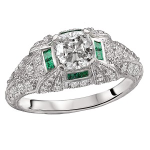 Tsavorite and Diamond Semi-Mount Ring