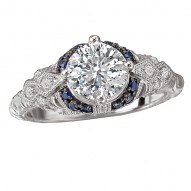 Sapphire and Diamond Semi-Mount Ring