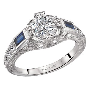 Sapphire and Diamond Semi-Mount Ring