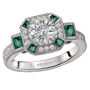 Tsavorite and Diamond Semi-Mount Ring