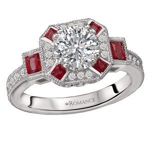 Ruby and Diamond Semi-Mount Ring