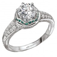 Tsavorite and Diamond Semi-Mount Ring