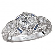 Sapphire and Diamond Semi-Mount Ring