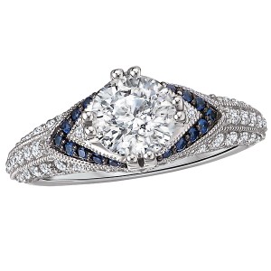 Sapphire and Diamond Semi-Mount Ring