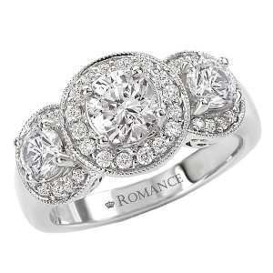 Triple Halo Semi-Mount Diamond Ring