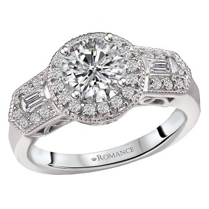 Round Halo Semi-Mount Diamond Ring