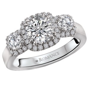3 Stone Semi-Mount Diamond Ring